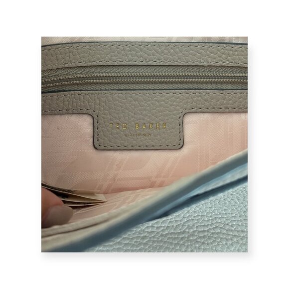 Ted Baker London Pebbled Leather Chain Shoulder Bag | Taupe - Picture 10 of 11